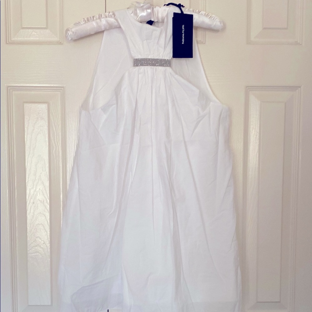 Fabiana Filippi Elegant White Halter Tunic length with Silver Accent size 10-12 - Picture 9 of 13